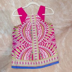 Preppy Pink Multi-Colored 100% Silk Tank Small